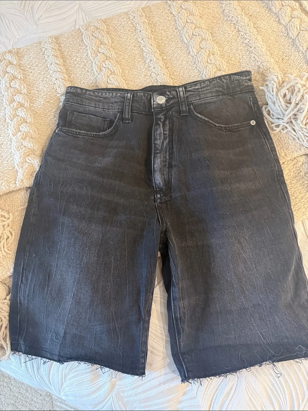 Anthropologie Black Denim Cutoff Shorts - Picture 4 of 5